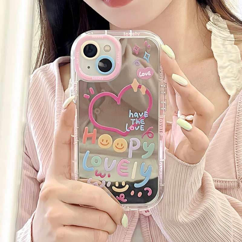 Lovely Girl Heart Mirror Phone Case