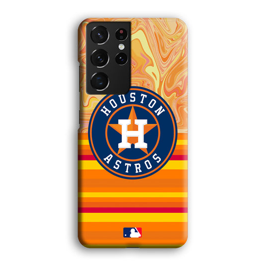 Baseball Houston Astros Oranje Theme Samsung Galaxy S21 Ultra 3D Case