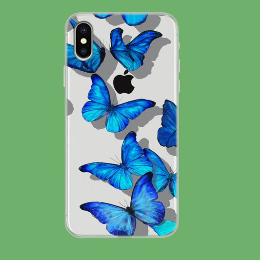 Sparkling Blue Butterfly iPhone Xs Clear Case