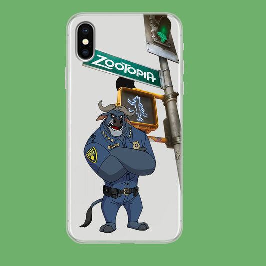 Zootopia Chief Bogo Traffic Allert iPhone Xs Clear Case