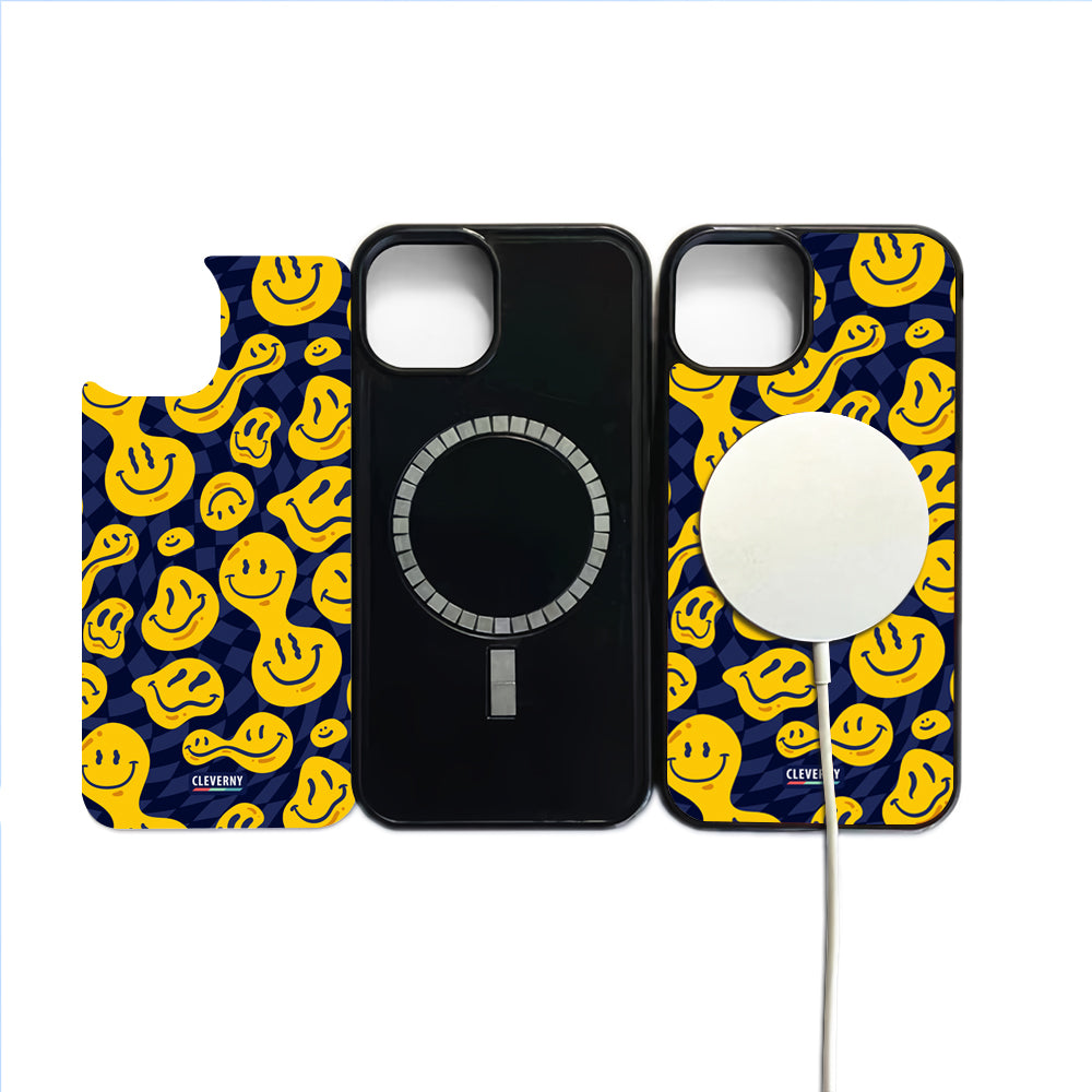 Smiley on Board Bluish on Yellow Magsafe iPhone Case