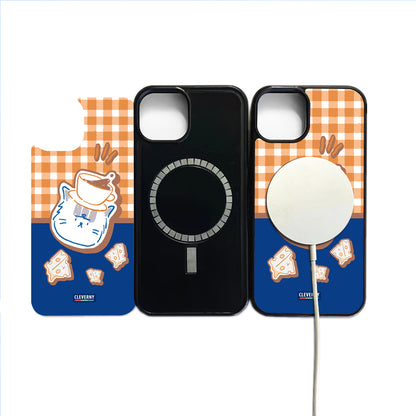 Adult Kitty Morning with Coffee and Cheese Magsafe iPhone Case