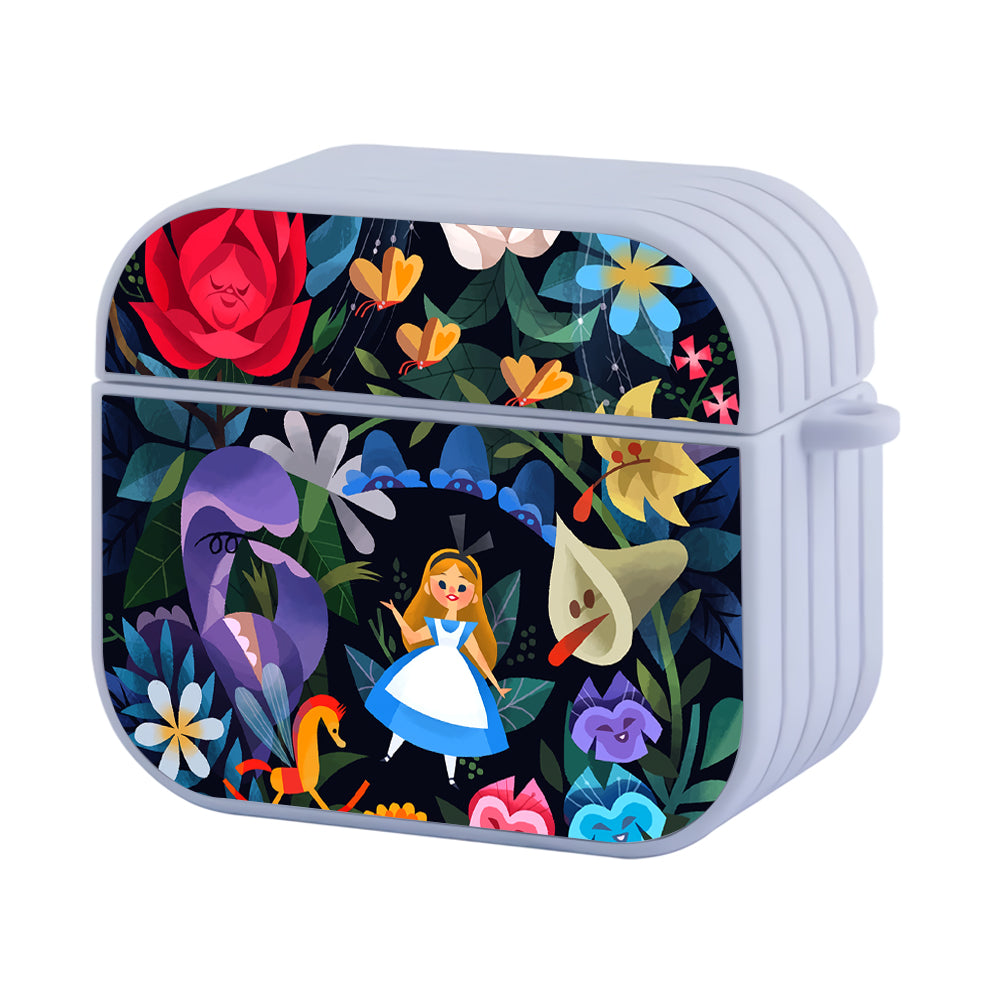 Alice in Wonderland The Flower Garden Hard Plastic Case Cover For Apple Airpods 3