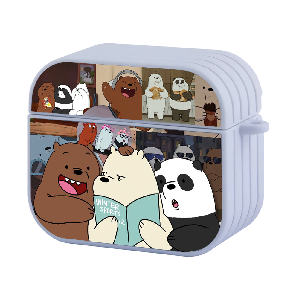 Bare Bears Learning The Winter Sports Hard Plastic Case Cover For Apple Airpods 3