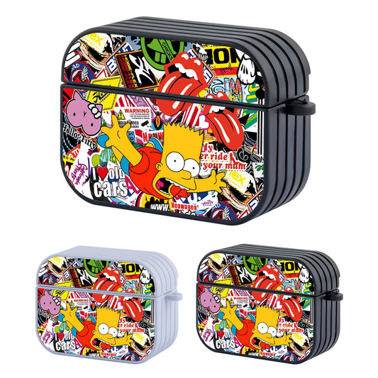 Bart and Wall of Stickers Hard Plastic Case Cover For Apple Airpods Pro