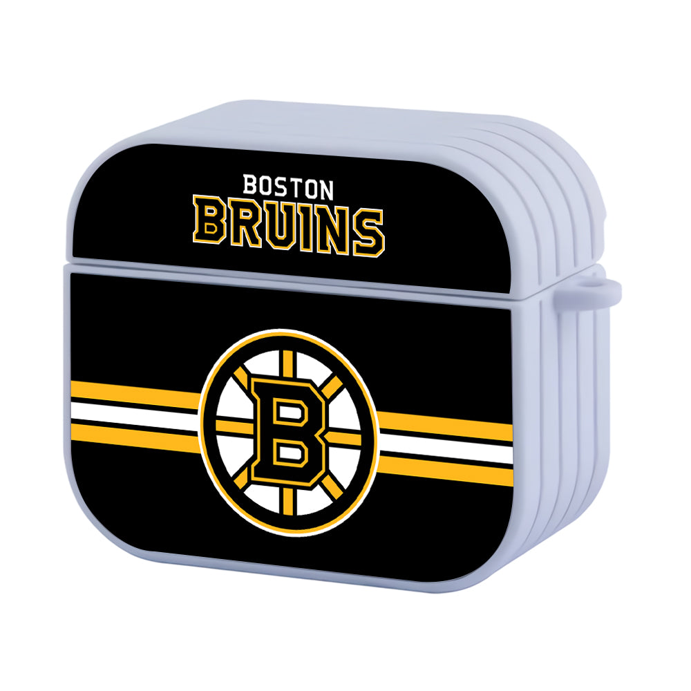 Boston Bruins NHL Black Shape and Shadow Hard Plastic Case Cover For Apple Airpods 3