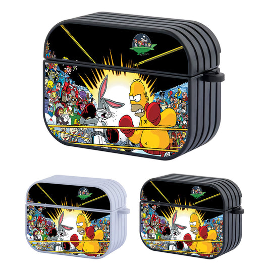 Bugs Bunny vs Homer Simpson Great Fight Hard Plastic Case Cover For Apple Airpods Pro