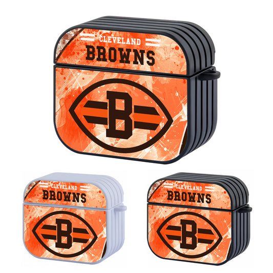 Cleveland Brown NFL Shine with Brown Hard Plastic Case Cover For Apple Airpods 3