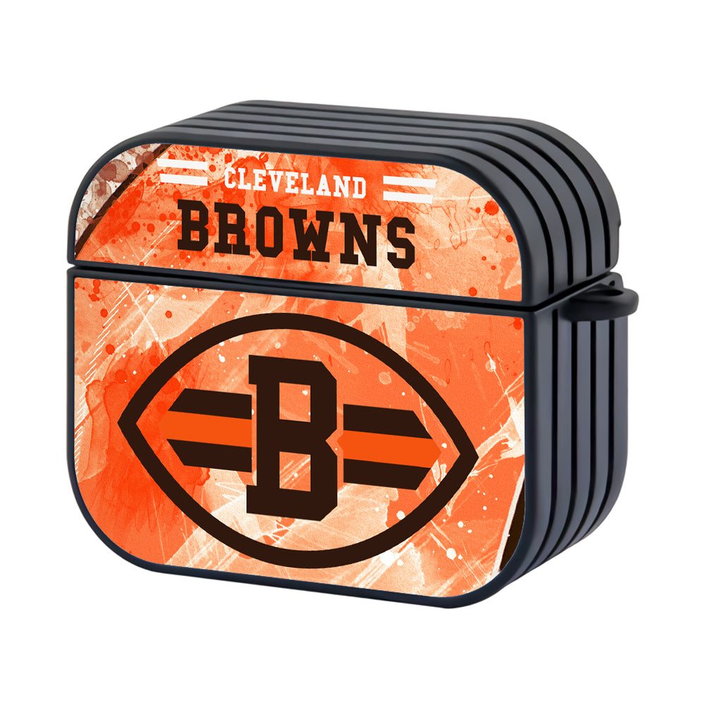 Cleveland Brown NFL Shine with Brown Hard Plastic Case Cover For Apple Airpods 3