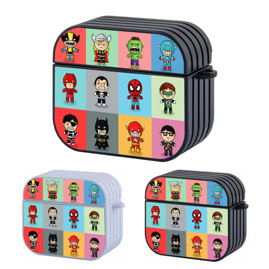 Cute Superhero Chibi Color Block Hard Plastic Case Cover For Apple Airpods 3