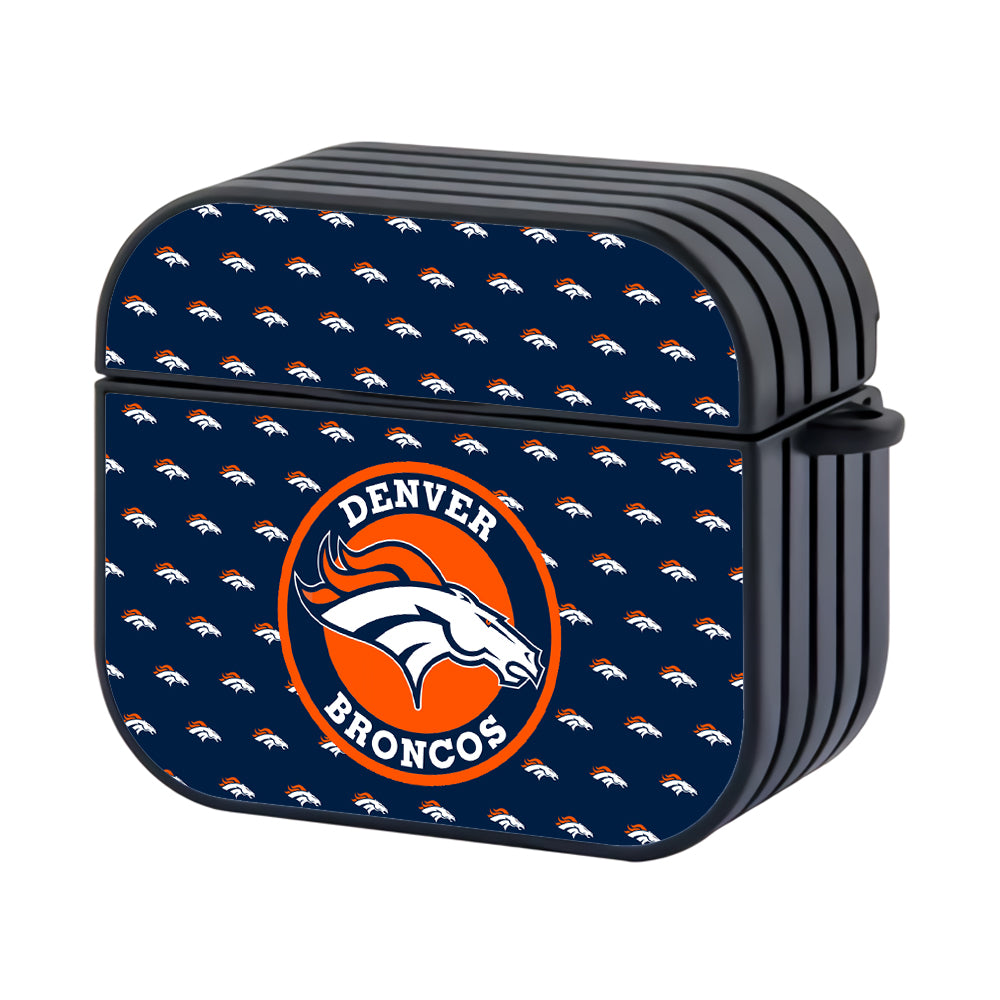Denver Broncos NFL Rounded Emblem Over Banner Hard Plastic Case Cover For Apple Airpods 3
