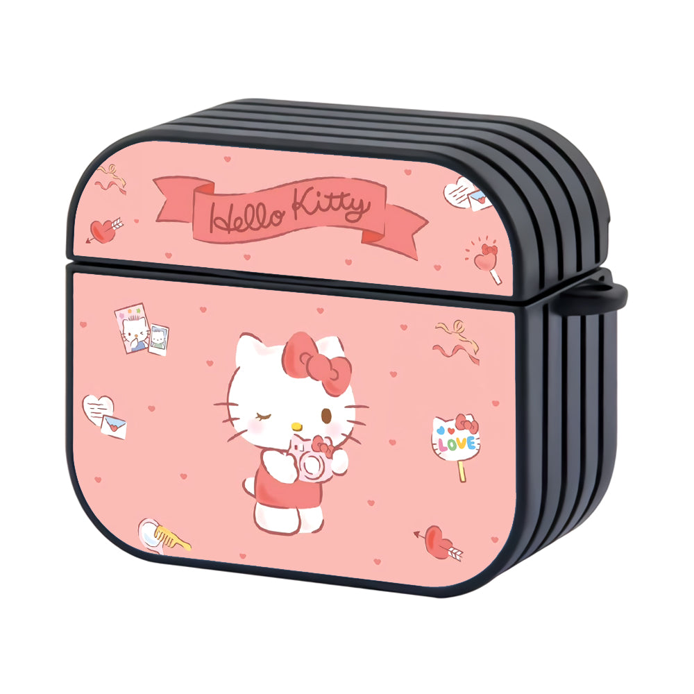 Hello Kitty Cute Photographer in Action Hard Plastic Case Cover For Apple Airpods 3