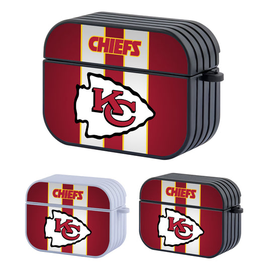 Kansas City Chiefs NFL Shadows on White Line Hard Plastic Case Cover For Apple Airpods Pro