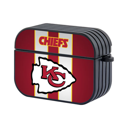 Kansas City Chiefs NFL Shadows on White Line Hard Plastic Case Cover For Apple Airpods Pro