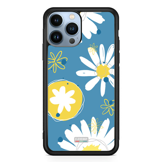 Manifold Flower Design White Chrysanthemum Magsafe iPhone Case