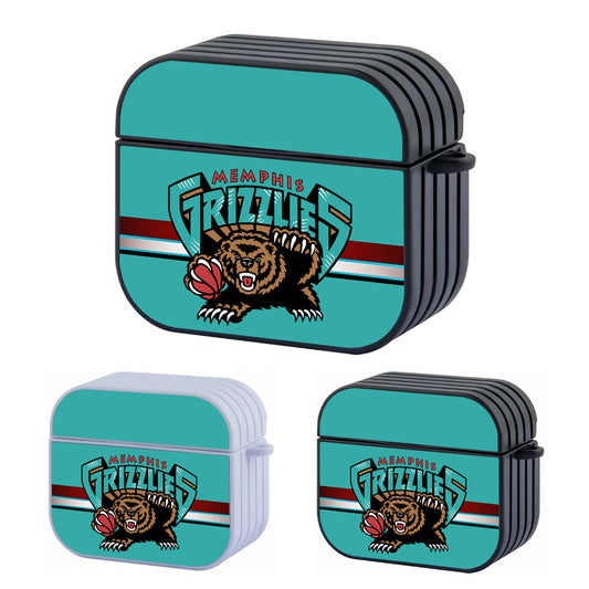 Memphis Grizzlies NBA Logo Over The Line Hard Plastic Case Cover For Apple Airpods 3