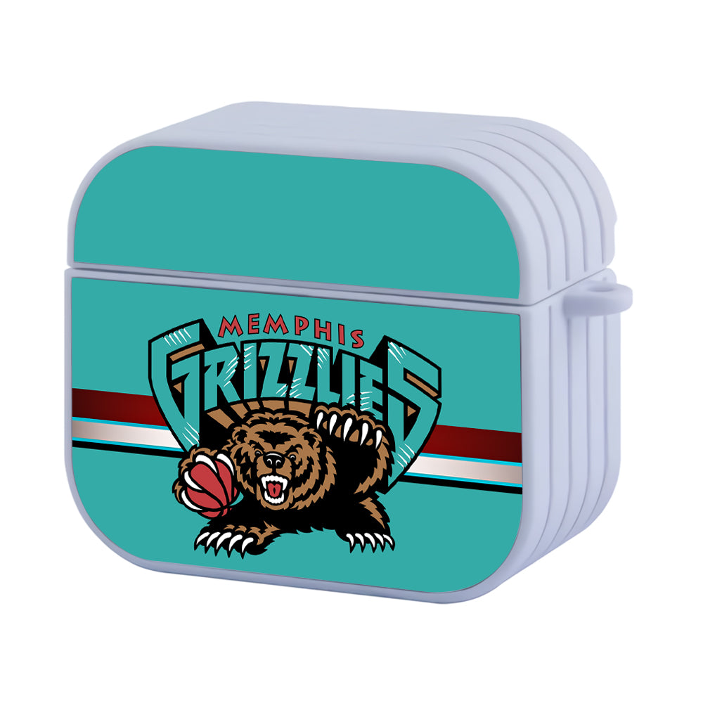 Memphis Grizzlies NBA Logo Over The Line Hard Plastic Case Cover For Apple Airpods 3