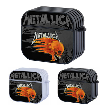 Metallica Orange Flaming Skull Hard Plastic Case Cover For Apple Airpods 3