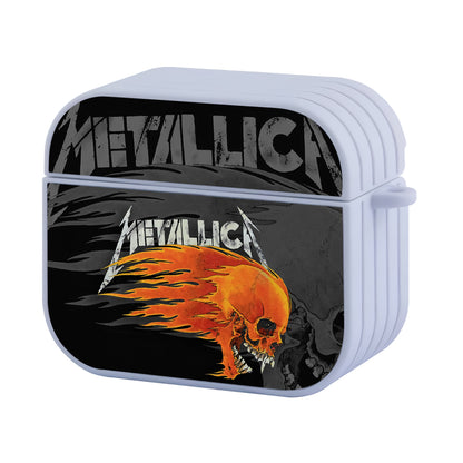 Metallica Orange Flaming Skull Hard Plastic Case Cover For Apple Airpods 3