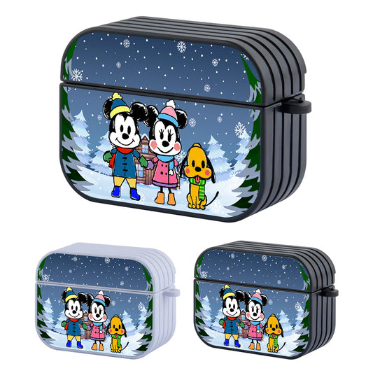 Mickey Mouse in Winter House Hard Plastic Case Cover For Apple Airpods Pro