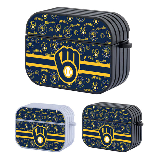 Milwaukee Brewers Blue Wall Patern Hard Plastic Case Cover For Apple Airpods Pro