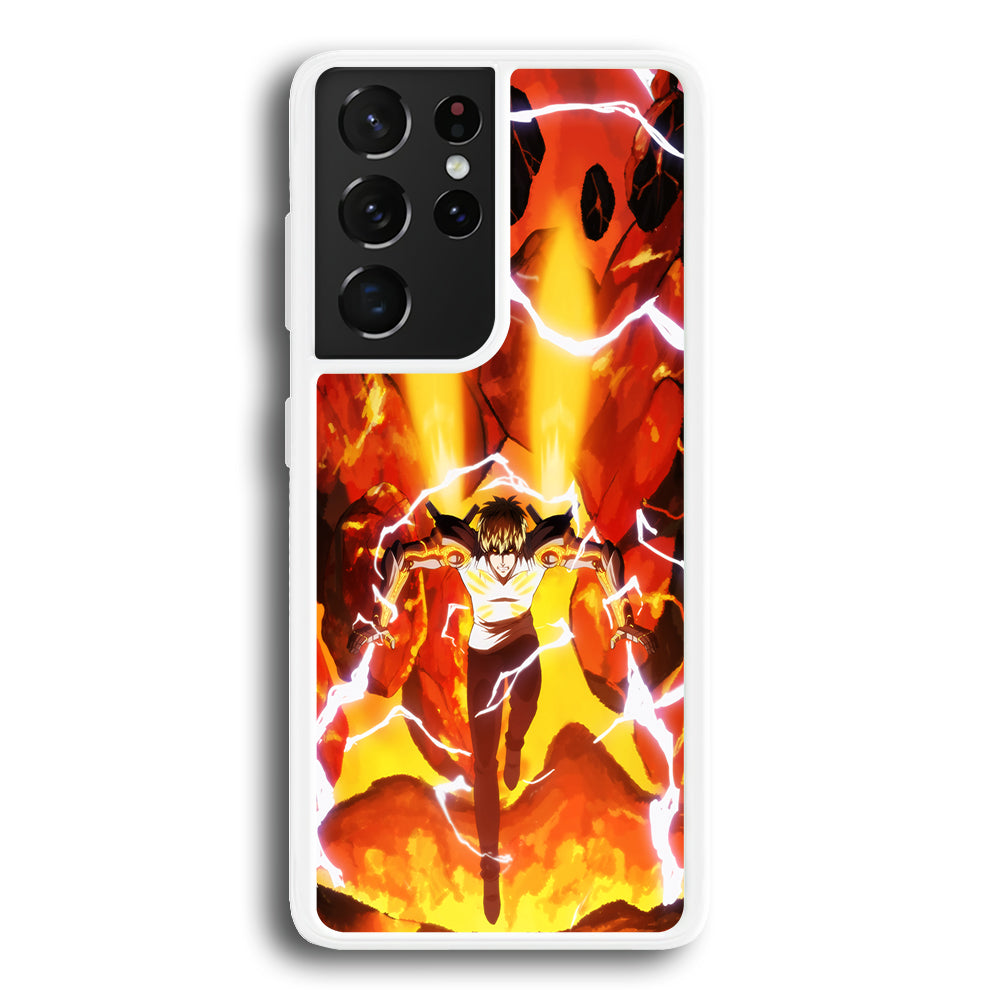 One Punch Man Genos Red Flaming Soil Samsung Galaxy S21 Ultra Case