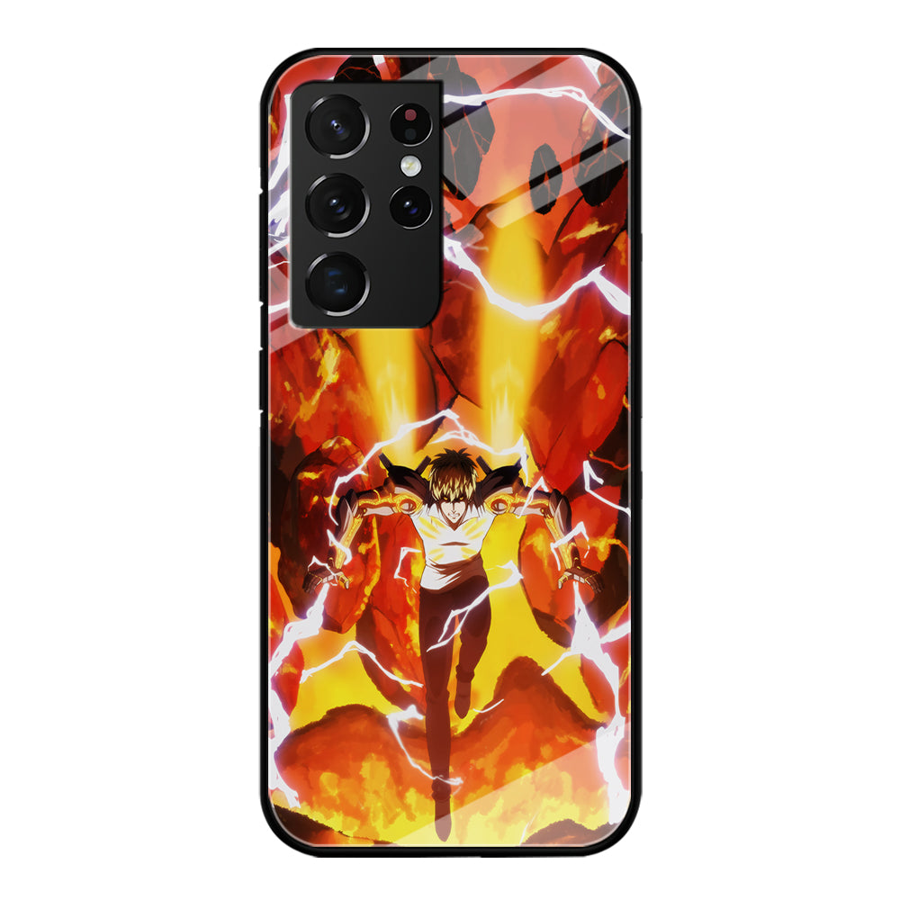 One Punch Man Genos Red Flaming Soil Samsung Galaxy S21 Ultra Case