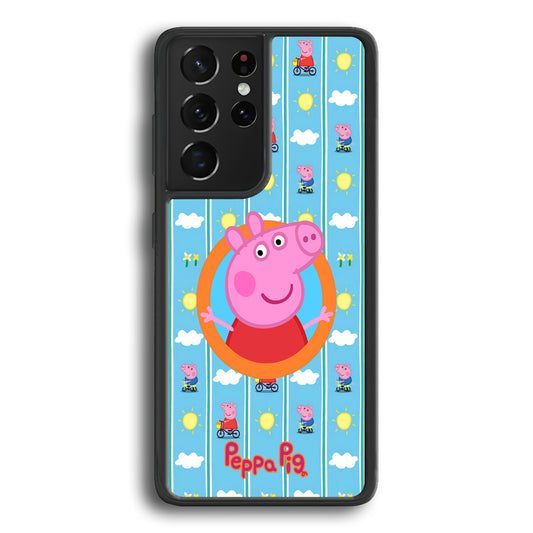 Peppa Pig Circle Frame Samsung Galaxy S21 Ultra Case