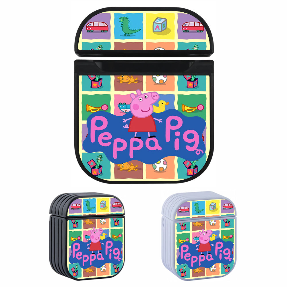 Peppa Pig The Playground Collage Hard Plastic Case Cover For Apple Airpods