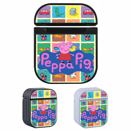 Peppa Pig The Playground Collage Hard Plastic Case Cover For Apple Airpods