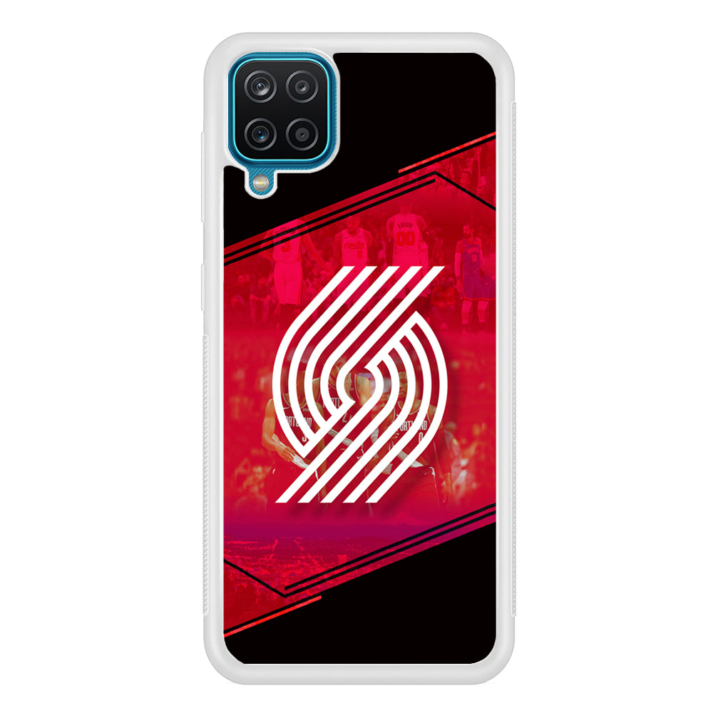 Portland Trail Blazers Silhouette on Red Samsung Galaxy A12 Case