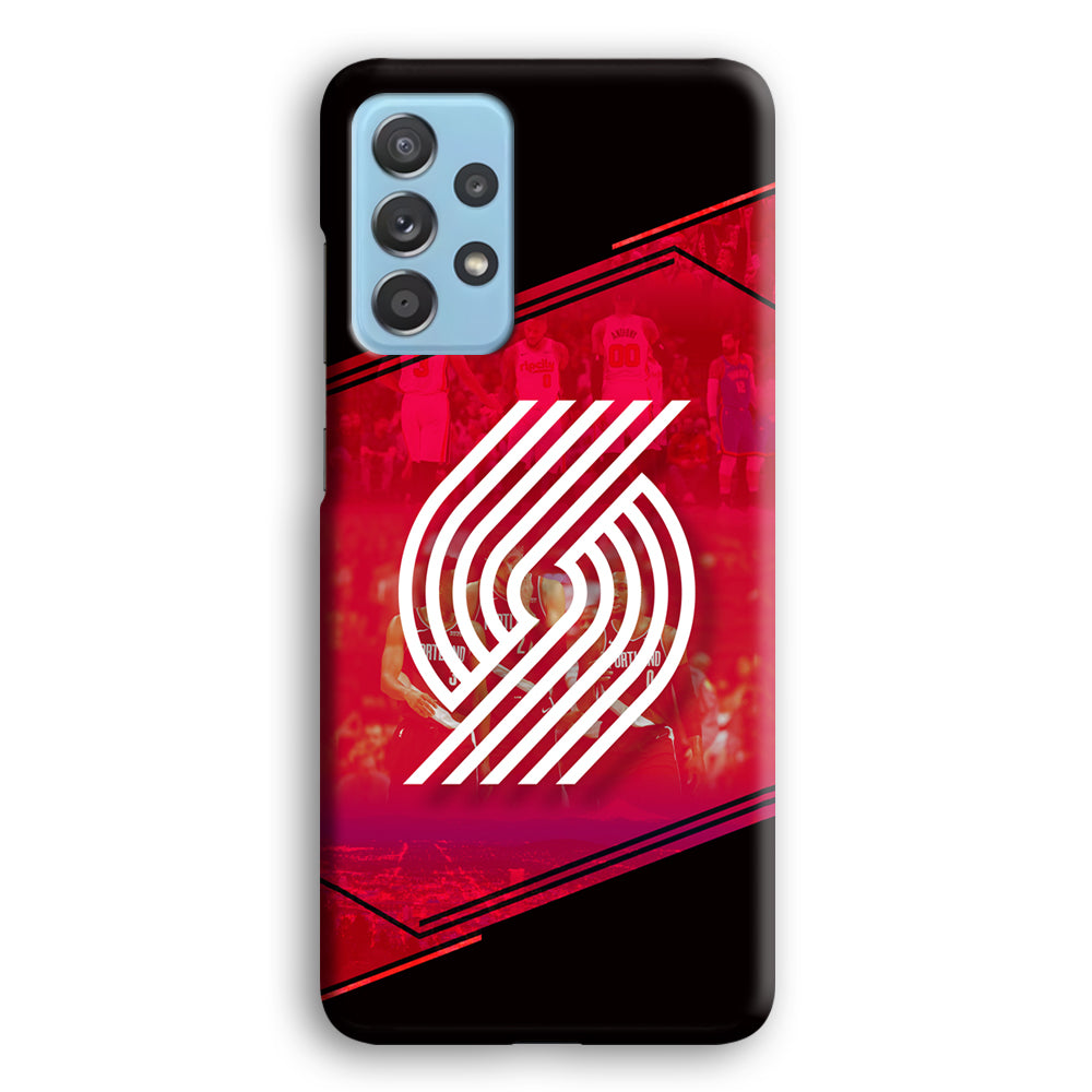 Portland Trail Blazers Silhouette on Red Samsung Galaxy A52 Case