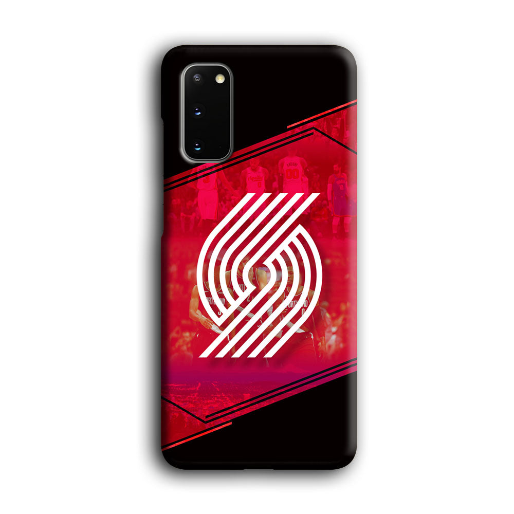Portland Trail Blazers Silhouette on Red Samsung Galaxy S20 Case