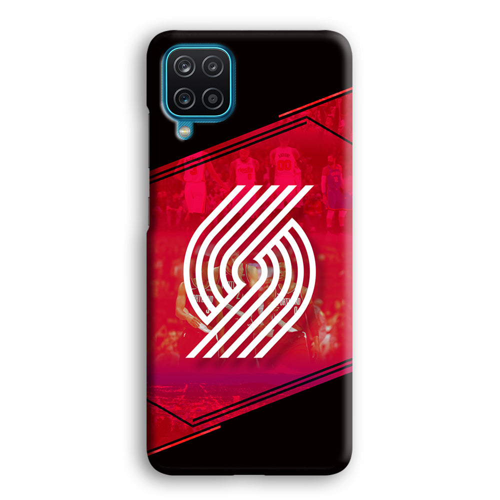 Portland Trail Blazers Silhouette on Red Samsung Galaxy A12 Case