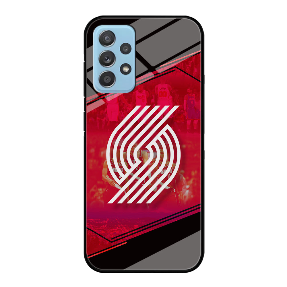 Portland Trail Blazers Silhouette on Red Samsung Galaxy A72 Case
