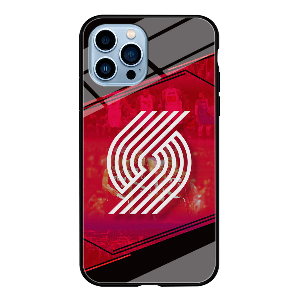Portland Trail Blazers Silhouette on Red iPhone 13 Pro Max Case