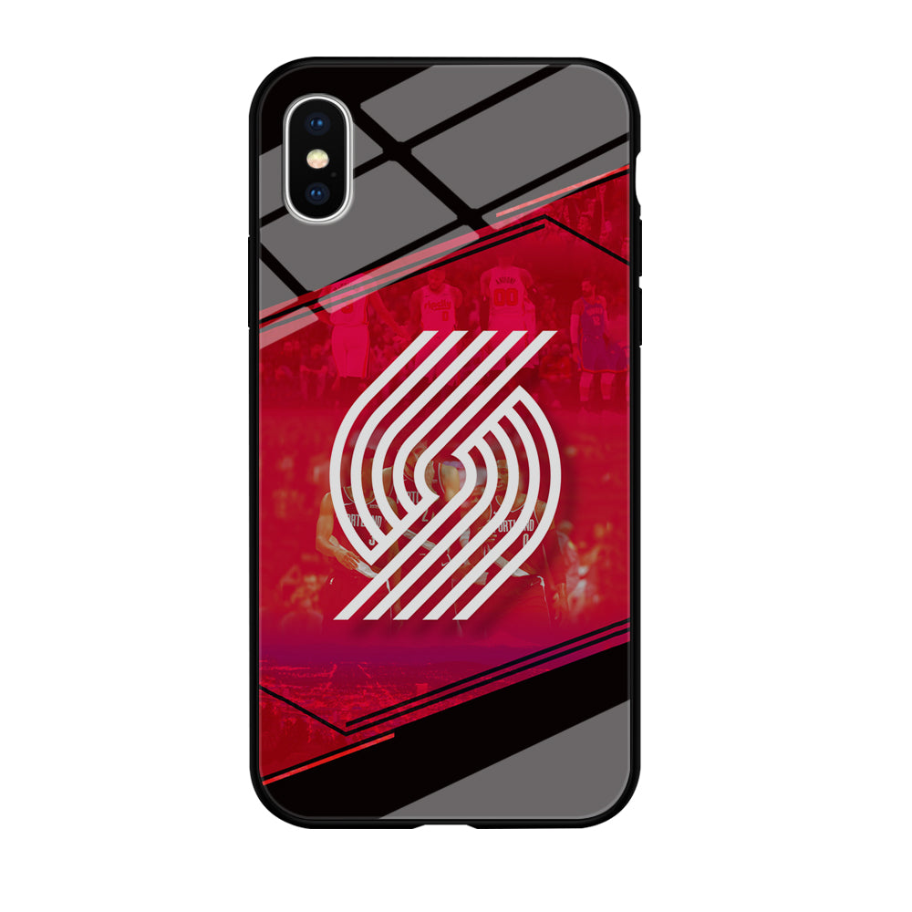 Portland Trail Blazers Silhouette on Red iPhone X Case