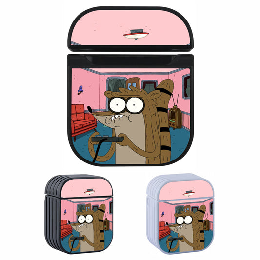 Regular Show Playing Game at Friend's House Hard Plastic Case Cover For Apple Airpods