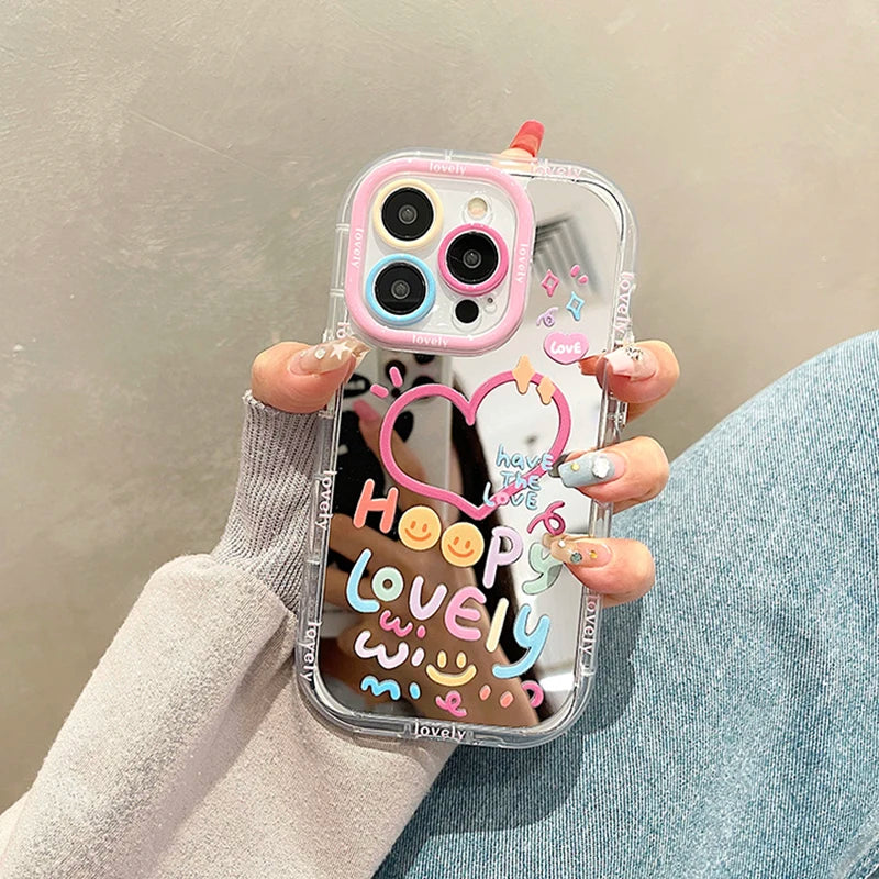Lovely Girl Heart Mirror Phone Case
