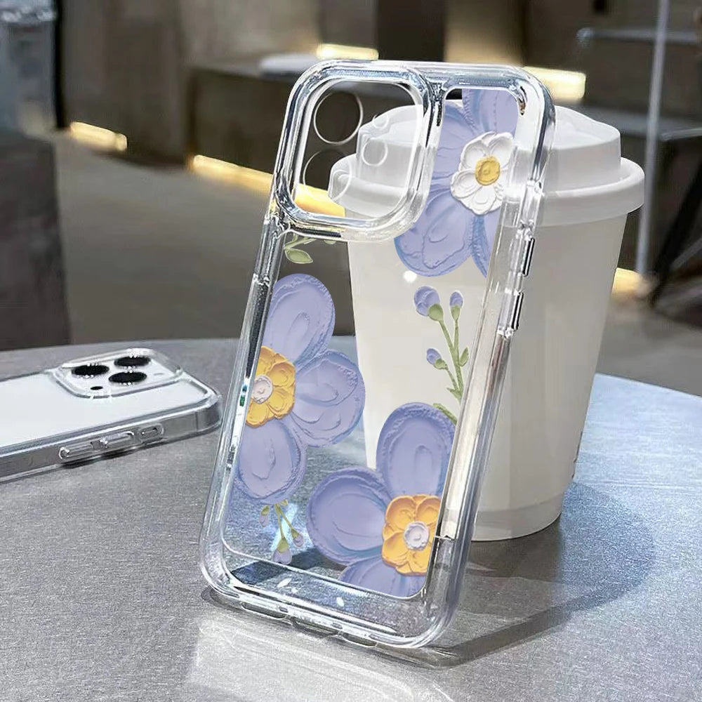Soft Clear Phone Case Shockproof Flower Cover