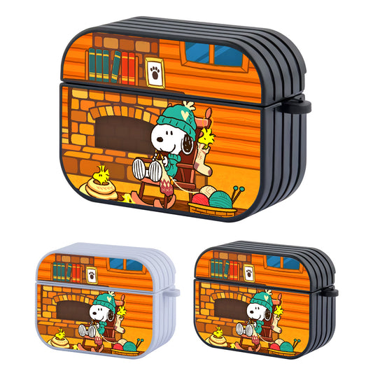 Snoopy Evening Activities with Knitting Hard Plastic Case Cover For Apple Airpods Pro