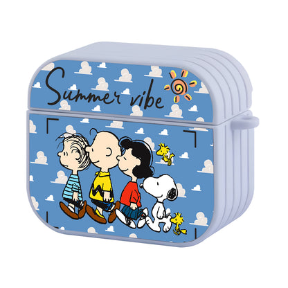 Snoopy Flying on Summer Vibe Hard Plastic Case Cover For Apple Airpods 3