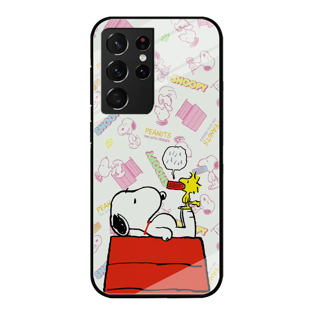 Snoopy Food Please Samsung Galaxy S21 Ultra Case