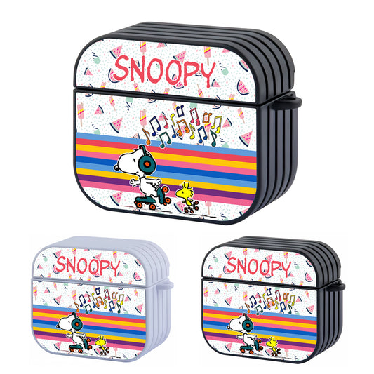 Snoopy Skating For Fun Hard Plastic Case Cover For Apple Airpods 3