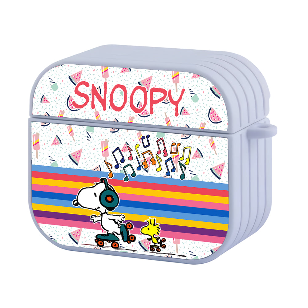 Snoopy Skating For Fun Hard Plastic Case Cover For Apple Airpods 3