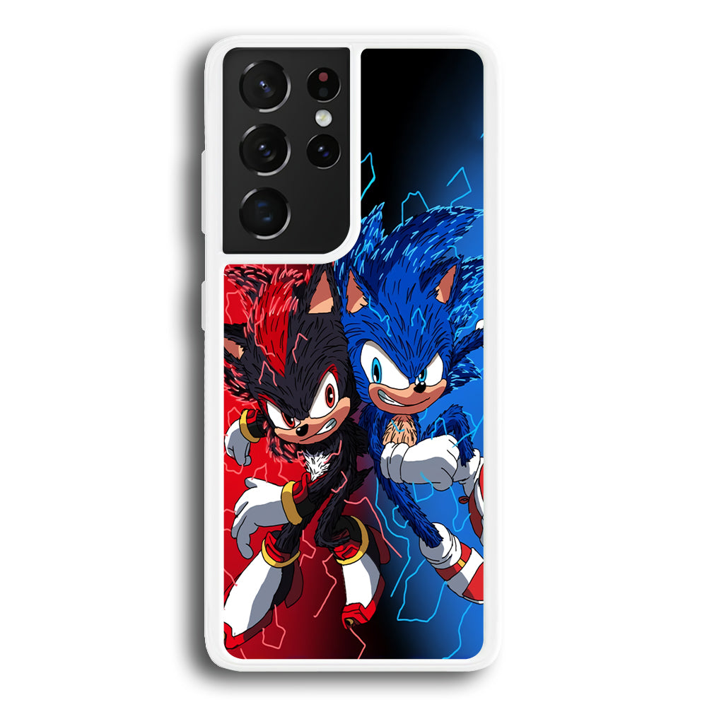 Sonic Red and Blue Fire Storm Samsung Galaxy S21 Ultra Case
