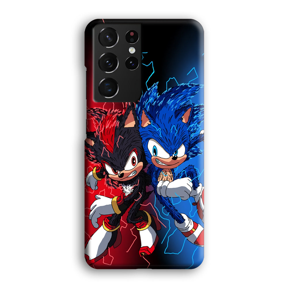 Sonic Red and Blue Fire Storm Samsung Galaxy S21 Ultra Case