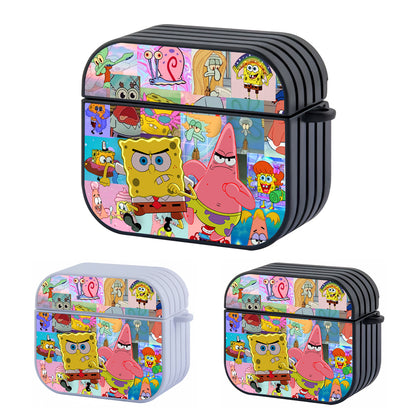 Spongebob and Patrick Make a Move Hard Plastic Case Cover For Apple Airpods 3