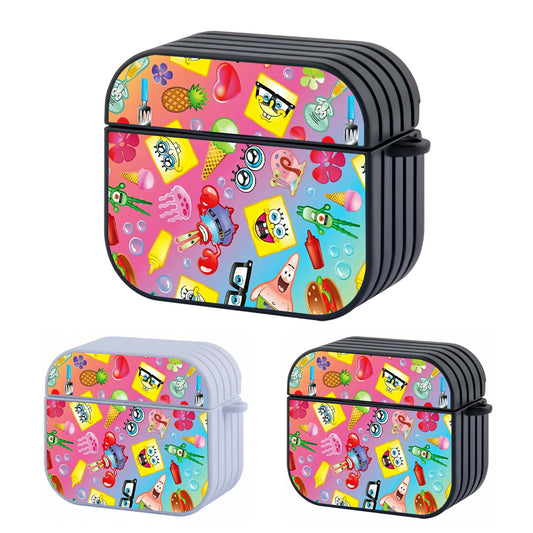 Spongebobs Family Pattern Rainbow Hard Plastic Case Cover For Apple Airpods 3