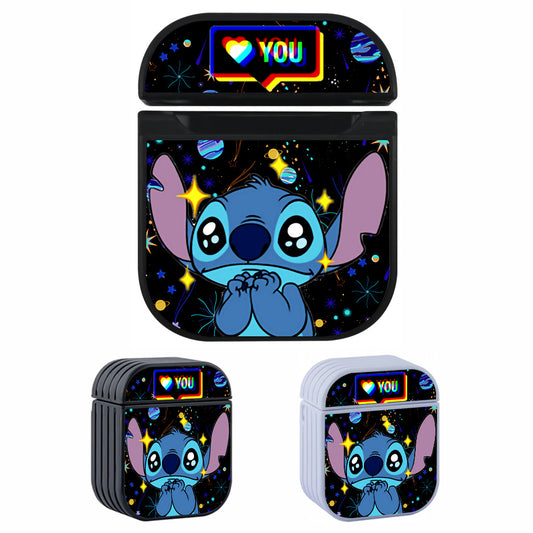 Stitch Galaxy Background Love You Hard Plastic Case Cover For Apple Airpods